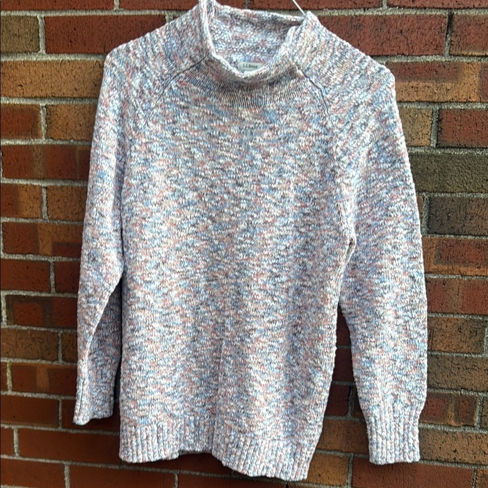 L.L. Bean Pink and Gray Cowl Turtleneck Sweater